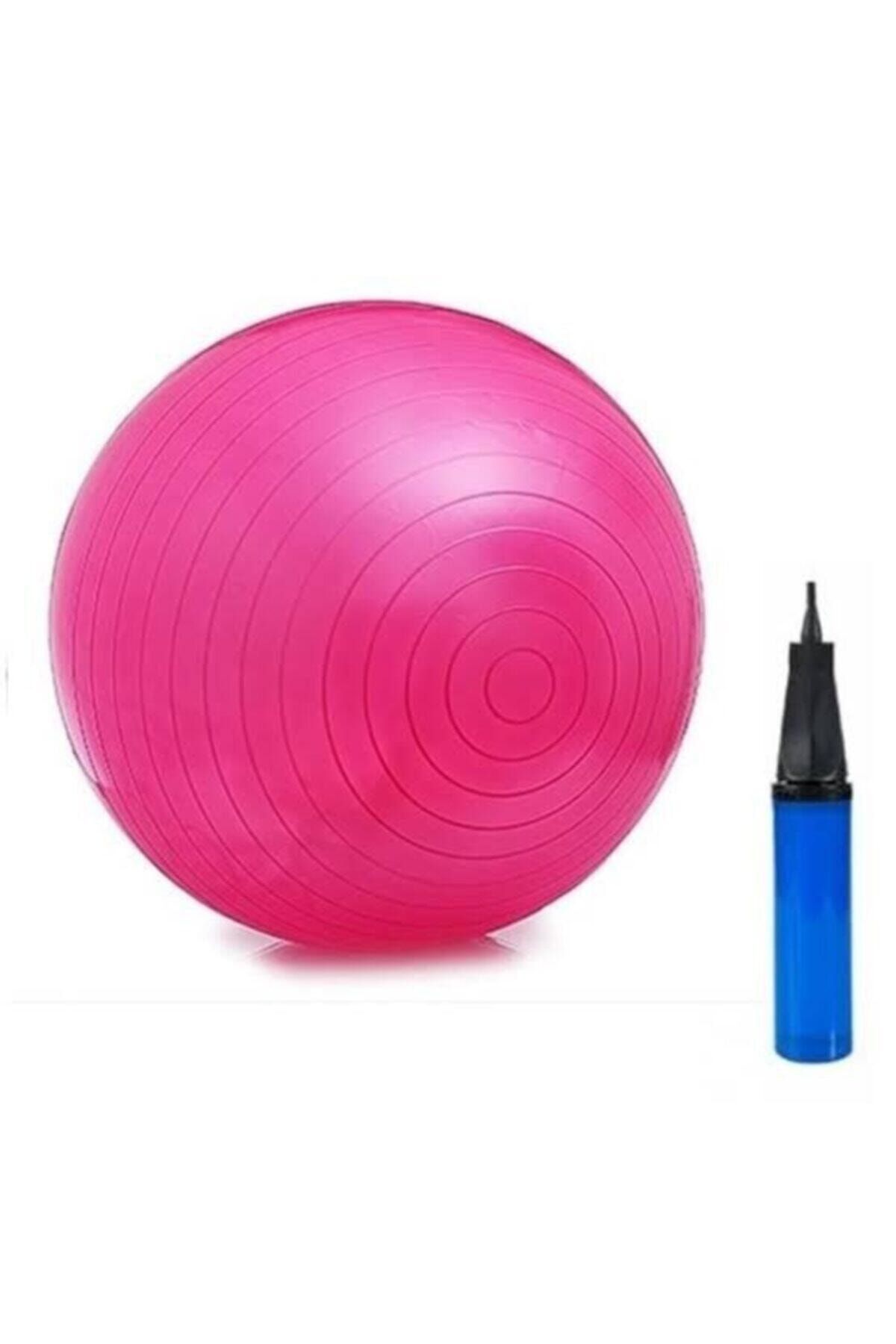 AYLA STAND 65 cm Büyük Boy Pilates Topu Pembe Spor Fit Vucut Sağlıklı Yaşam Pompa