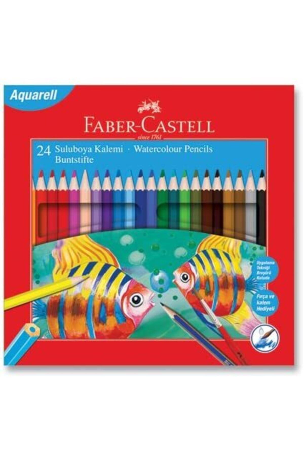 Faber Castell Karton Kutu Aquarell Boya Kalemi 24 Renk