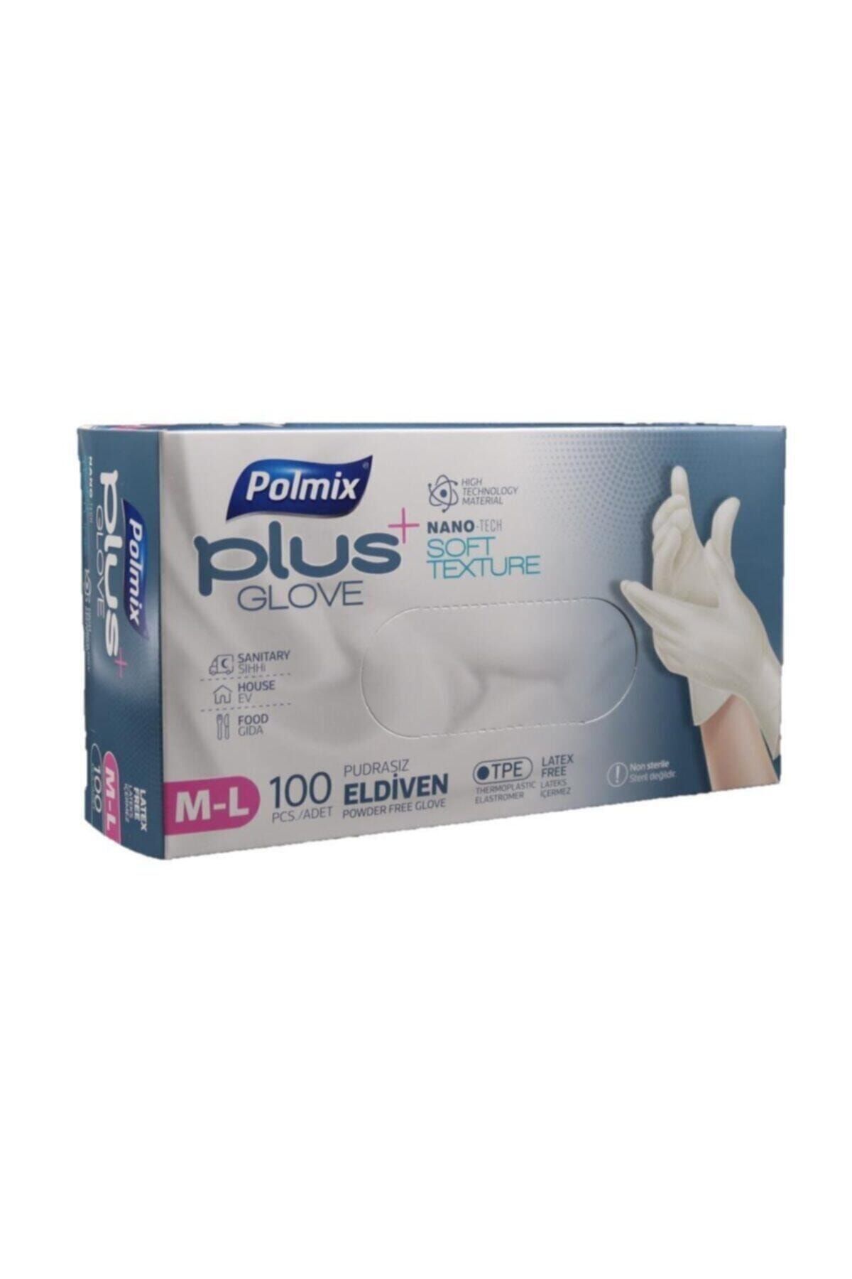 Polmix Plus Glove Şeffaf Pudrasız Eldiven Nano Tech 100'lü M-l