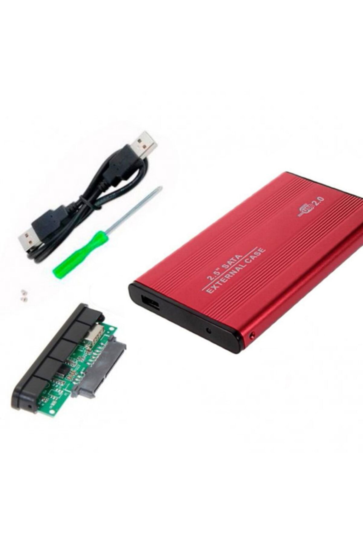 WOZLO 2.5 Inç Kırmızı Sata Harddisk Kutusu - Metal Notebook Hdd Hard Disk Kutu - Kırmızı