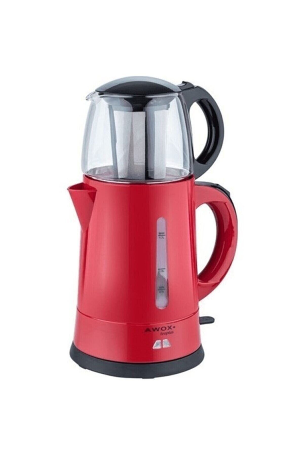 AWOX Teaplus Kırmızı Elektrikli Cam Demlikli Çaycı Çay Çakinesi Teaplus