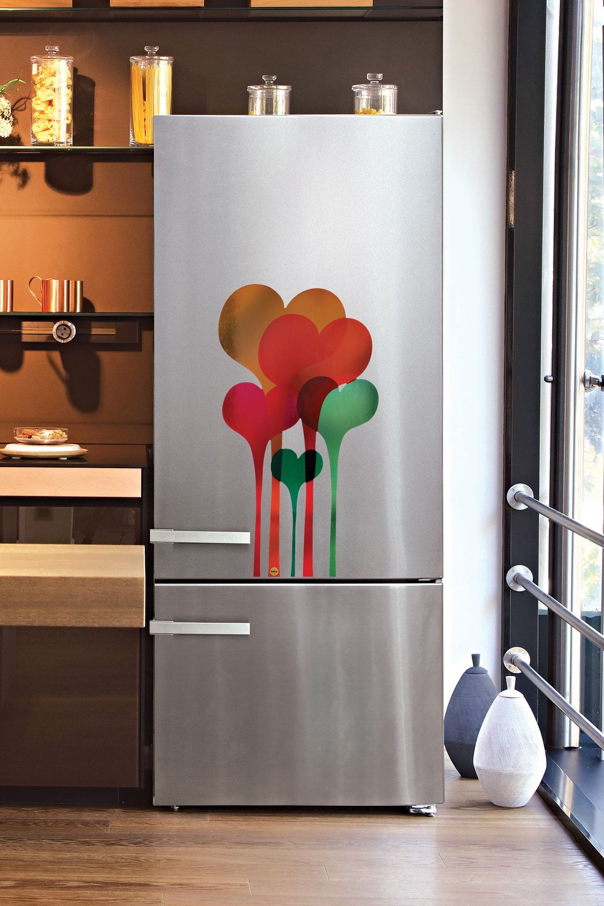 frideco Hearts Büyük Boy Dekoratif Buzdolabı Magneti (metalik Baskı) 40 Cmx75 Cm