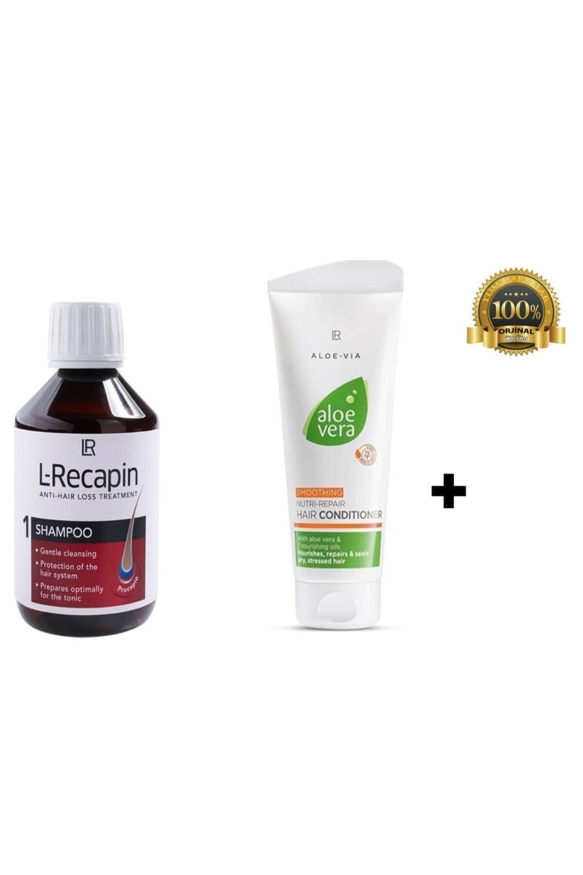 LR Recapin Şampuan 200 Ml + Aloe Vera Onarıcı Ve Nemlendirici Saç Kremi 200 Ml