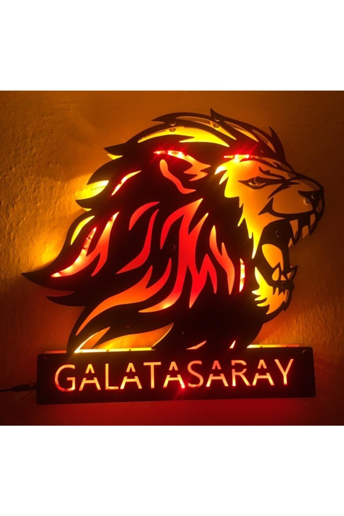 Galatasaray Aslan Led Işıklı Ahşap Duvar Tablosu Mdf Tablo