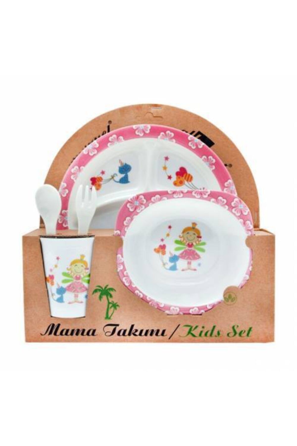 TOYSTORE Prenses Melamin Bebek Mama Yemek Tabağı Kabı Bardak Kaşık 5li Set