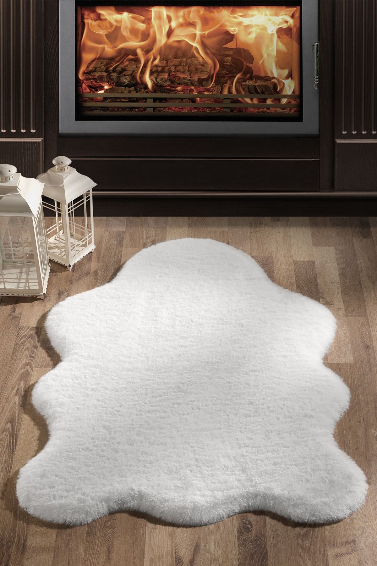 MODAPEK Carpetde Home Pomy Serisi Beyaz Post Peluş Halı Pb20