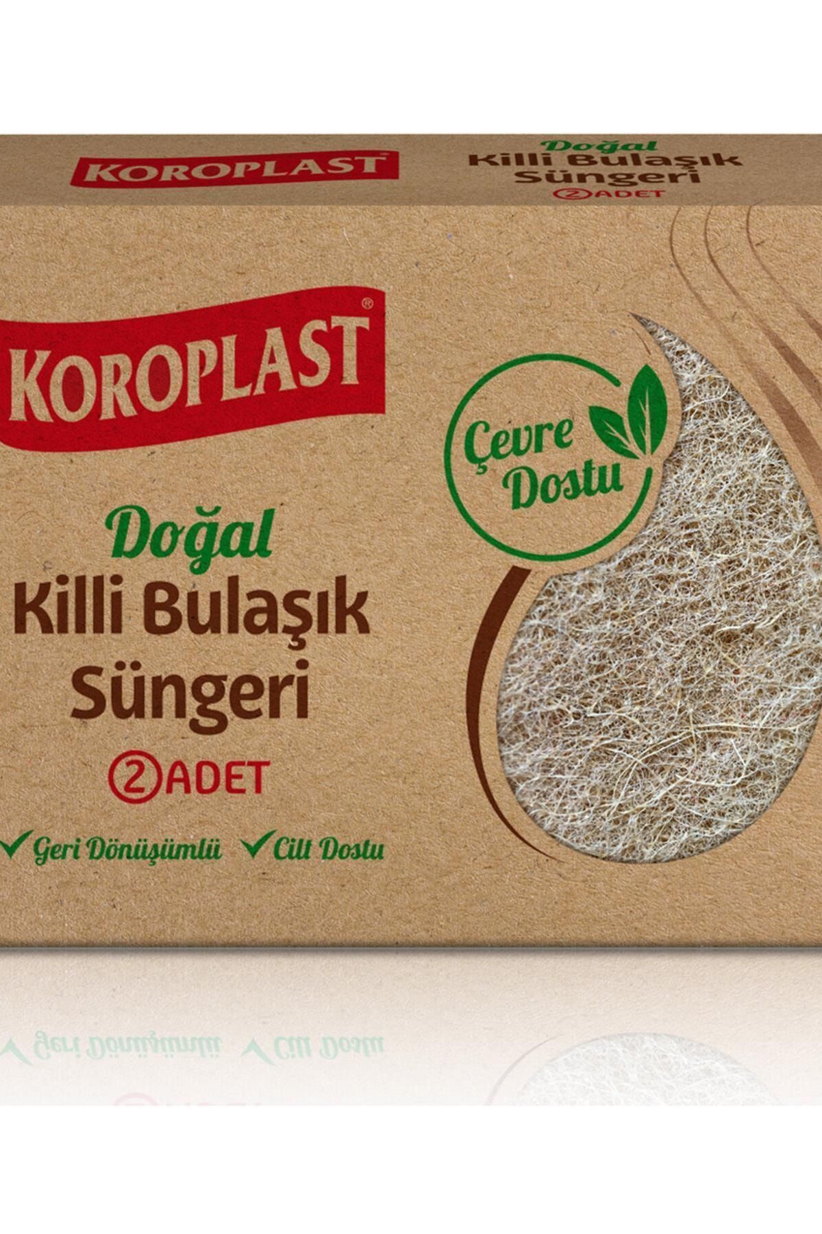 Koroplast Doğal Killi Bulaşık Süngeri 2'li Bulaşık Süngeri Ve Fırçası