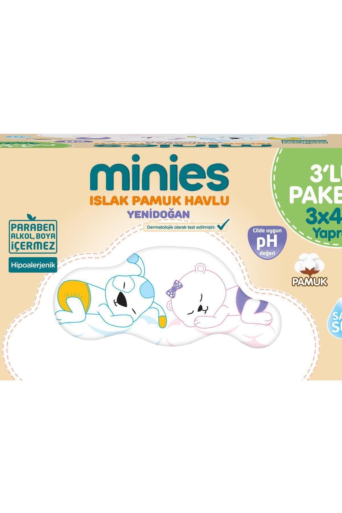 Minies Yeni Doğan Islak Pamuk Havlu 3x40'lı