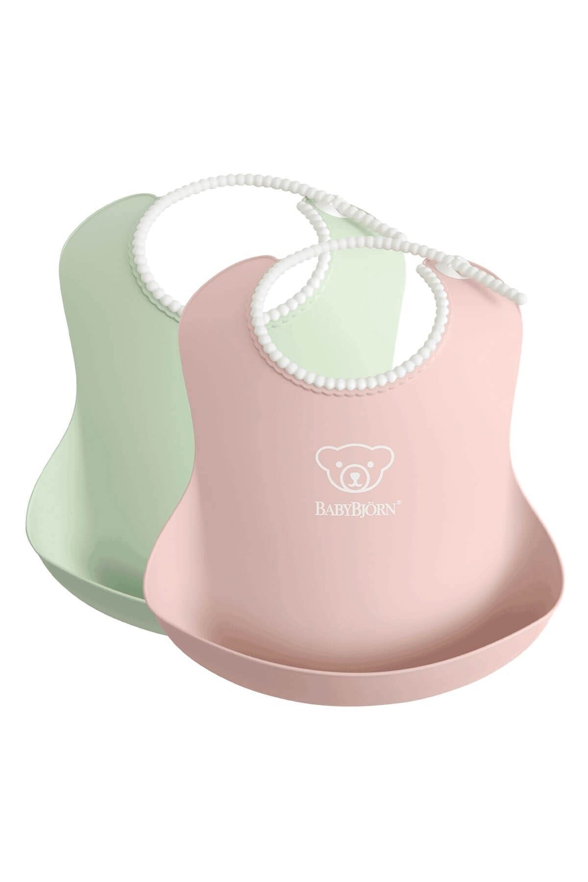 BabyBjörn 2´li Yumuşak Plastik Mama Önlüğü Powder Green / Pink