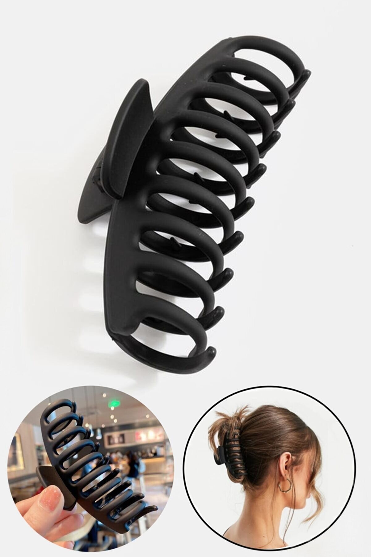 C&E Design Kadın Siyah Trend Büyük Xl Mandal Toka - Moda ve Eşsiz Stil