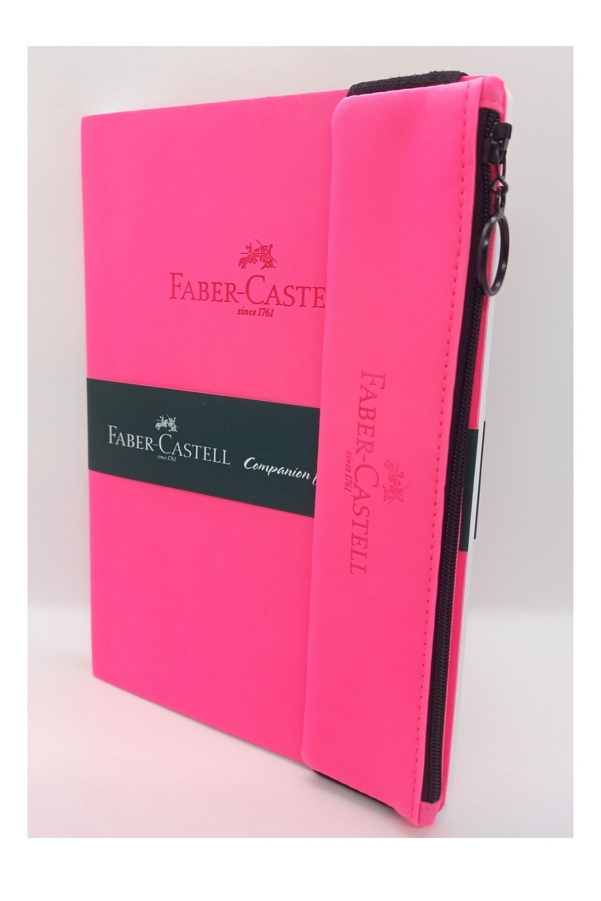 Faber Castell A5 Suni Deri Tarihsiz Ajanda Ve Suni Deri Kalemlik Neon Pembe