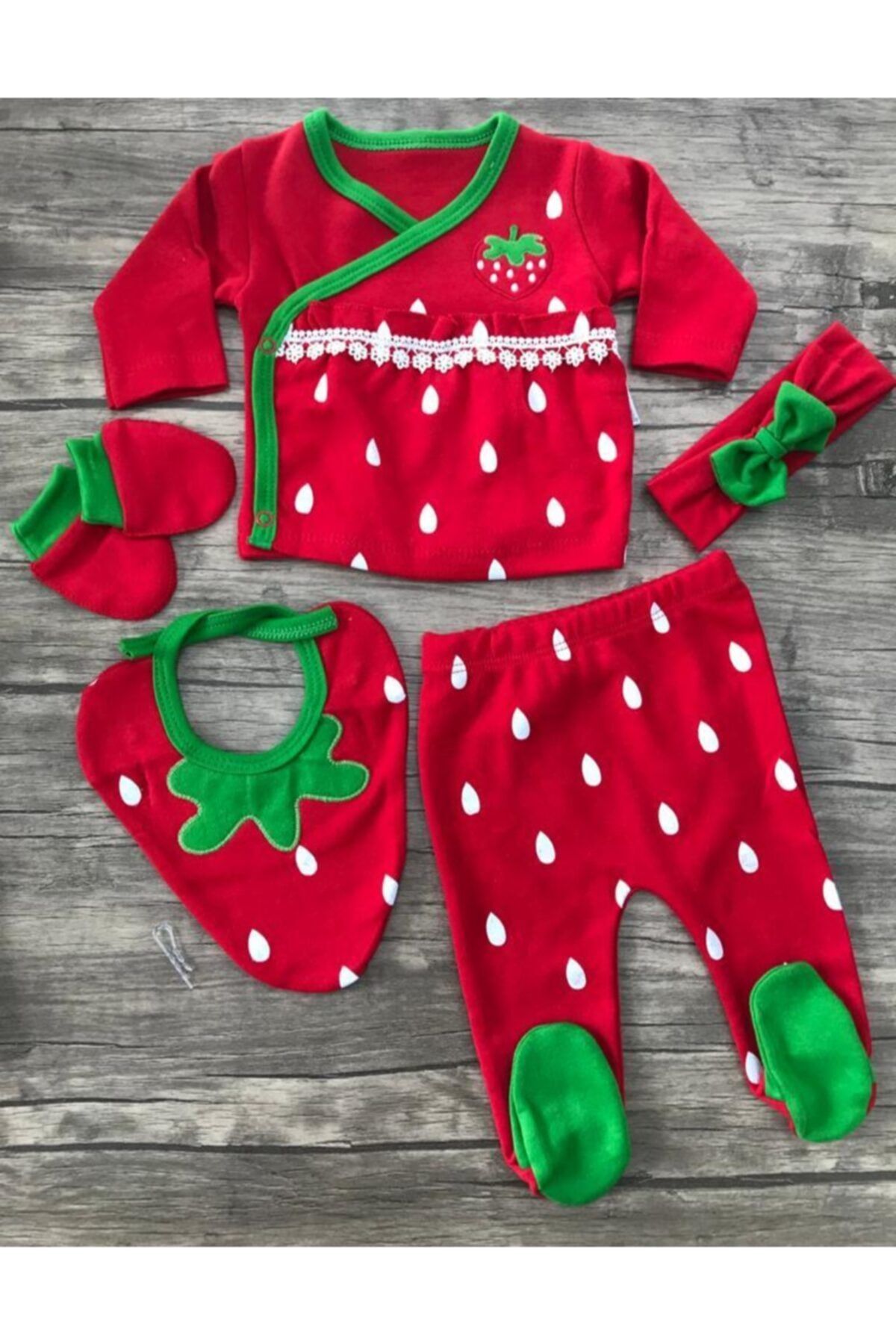 dastini bebe market Çilekli 5'li Yenidoğan Bebek Takım