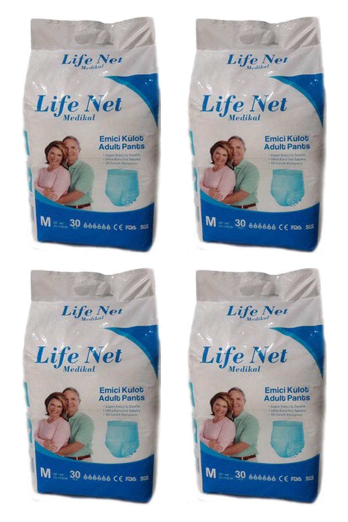 Life Net Medikal Life Net Külotlu Medium Yetişkin Bezi 30 Lu 4 Paket