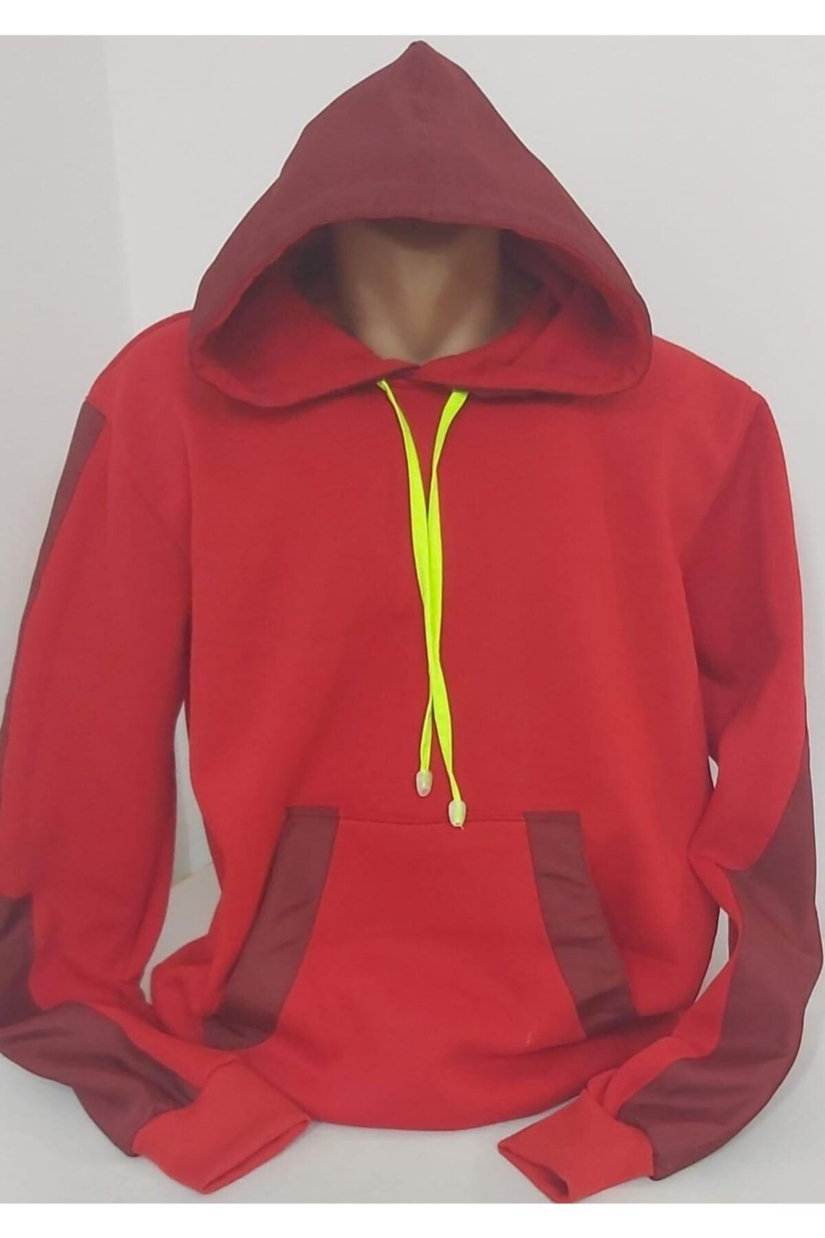 BRC Collection Kırmızı Erkek Kapüşonlu Kanguru Cepli Sweatshirt