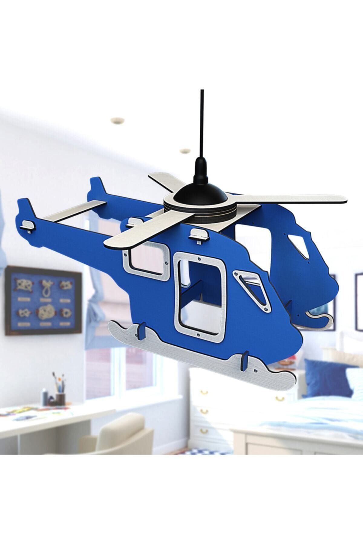 Zerx Mavi Helikopter Çocuk Odası Bebek Odası Avize Sarkıt Çocuk Hediyesi