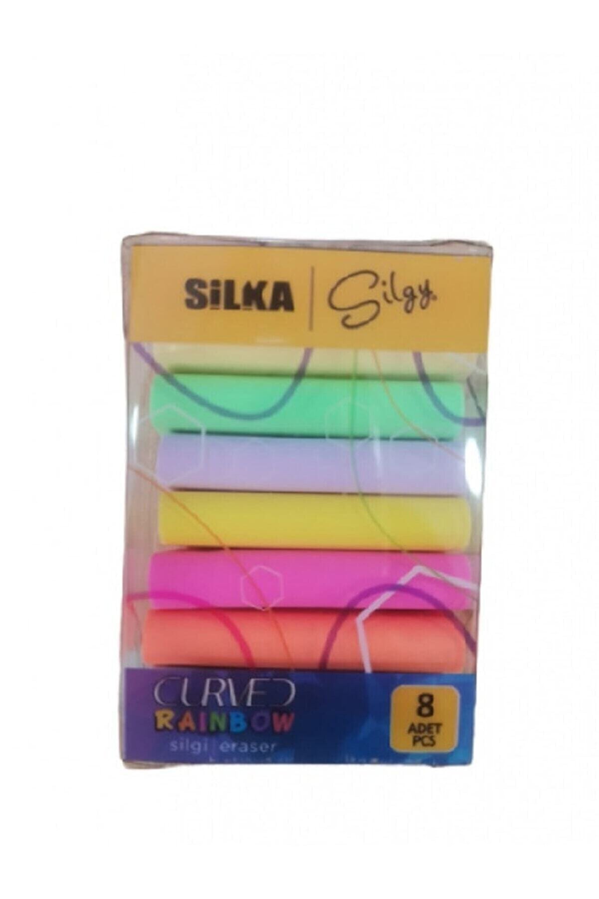 Silkar Silka Curved Rainbow 8'li Silgi Hızlı Teslimat