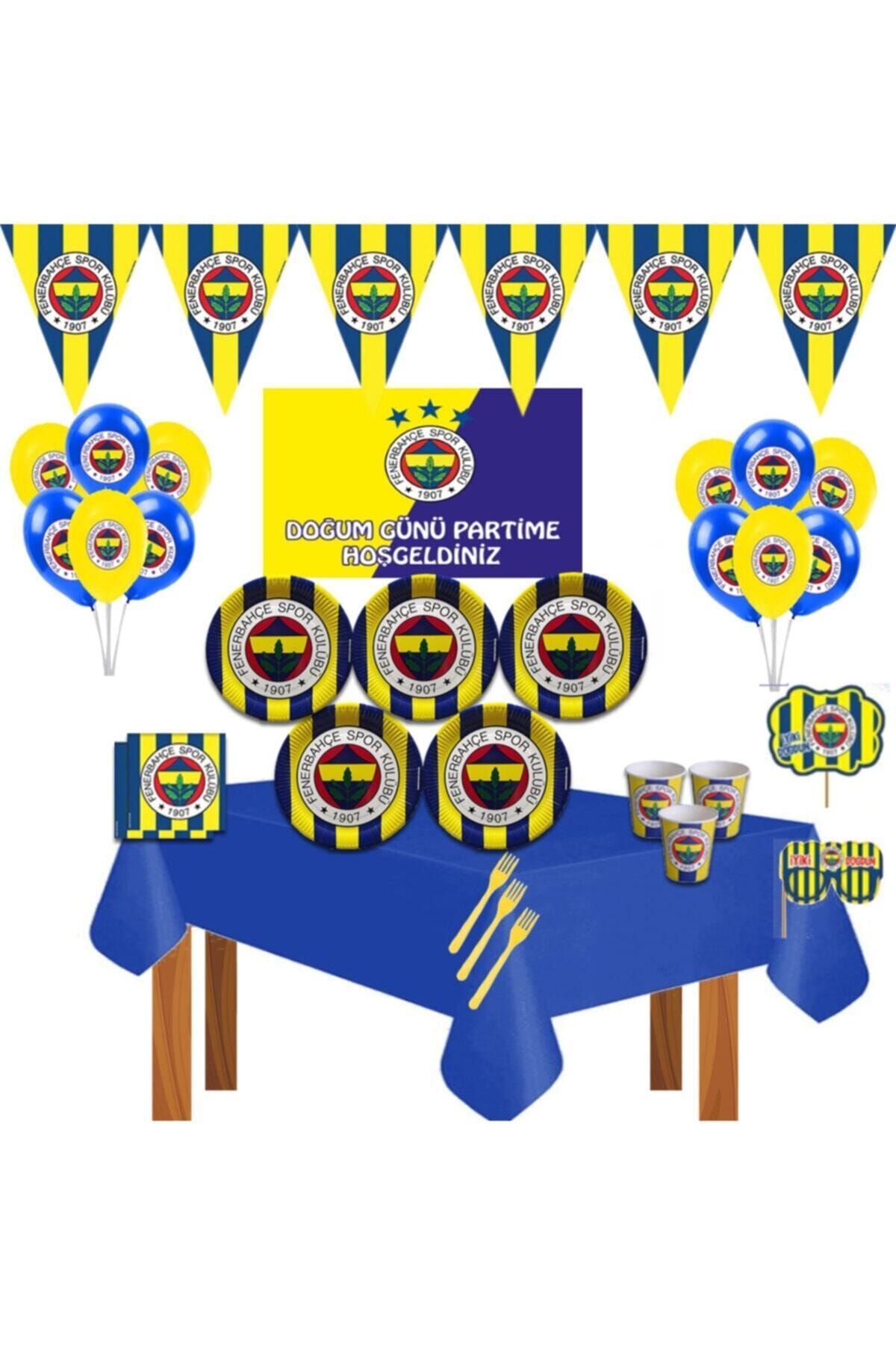 Fenerbahçe Afişli Fenerbahçe Sarı Kanarya Doğum Günü Parti Seti 8 Kişilik