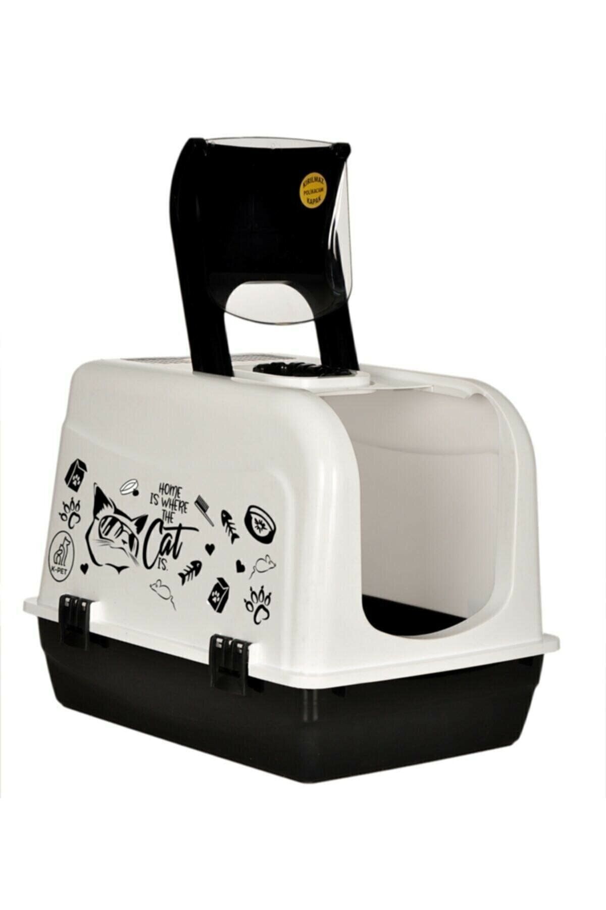 Vegatek Xxl Kedi Tuvaleti Kırılmaz Kapaklı Büyük Lüks Kapalı - Kürek - Özel Koku Filtreli Maxi Boy
