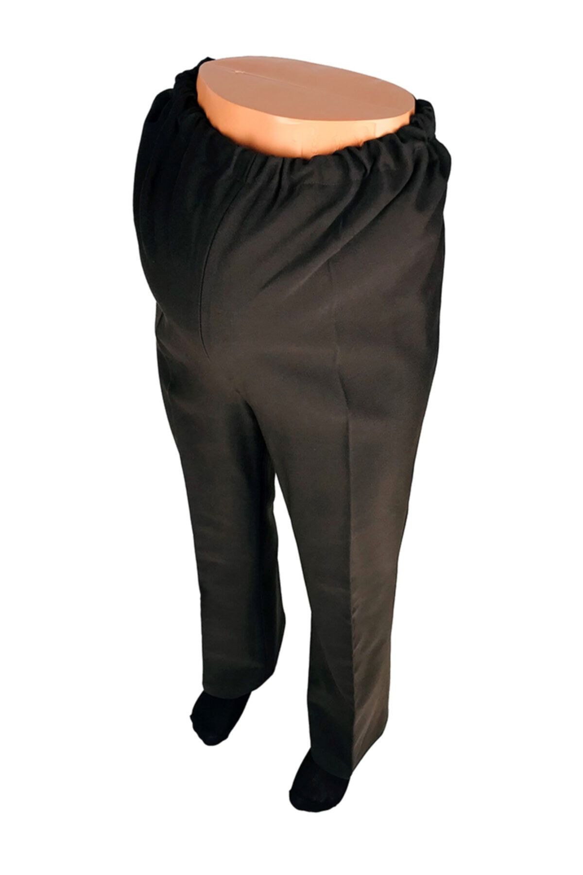 sny Boru Paça Rahat Kalıp Pamuklu Düz Renk Belden Lastik Ayarlı Kahverengi Hamile Pantolon