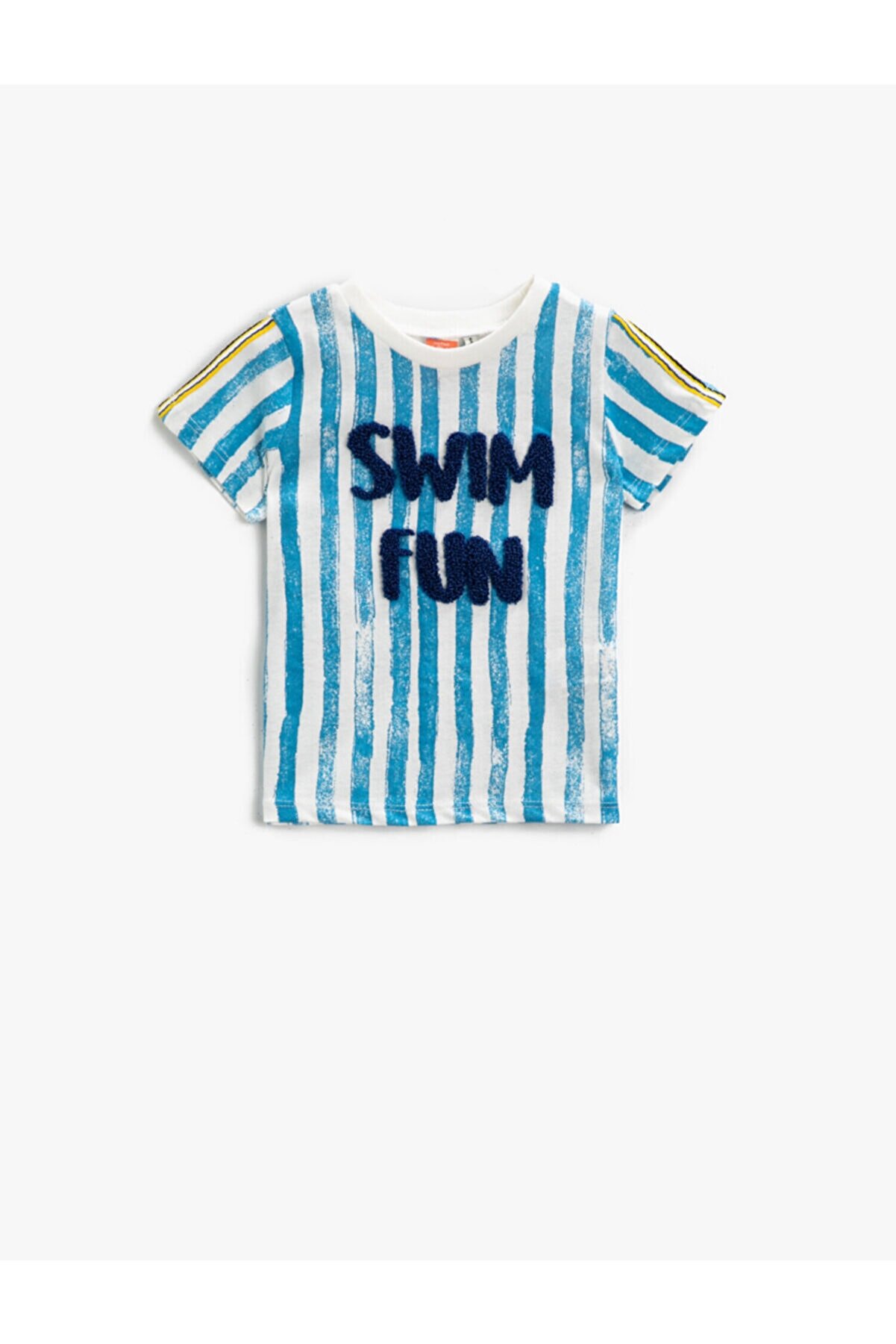Koton Erkek Bebek Mavi Çubuk Desenli Çizgili T-Shirt