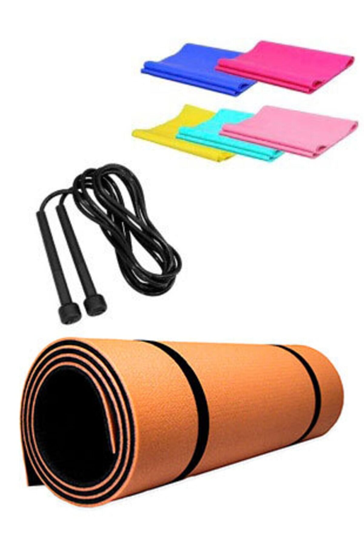 Tayzon Pilates Minderi + Sporcu Atlama Ipi + Plates Egzersiz Direnç Lastiği