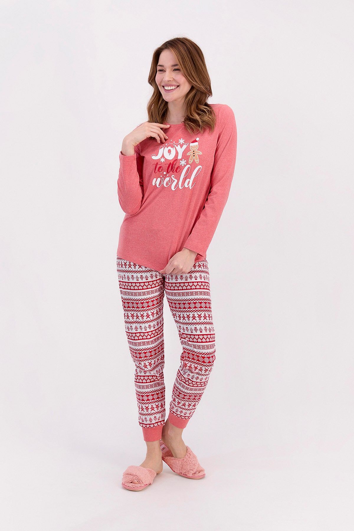 Rolypoly Joy To The World Kırmızı Melanj Kadın Pijama Takımı