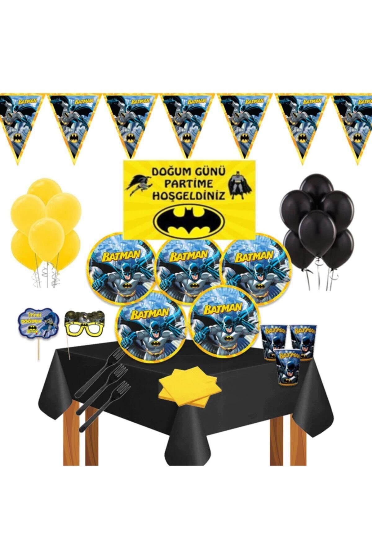 Batman Betmen Doğumgünü Parti Seti Pankartlı 8 Kişilik