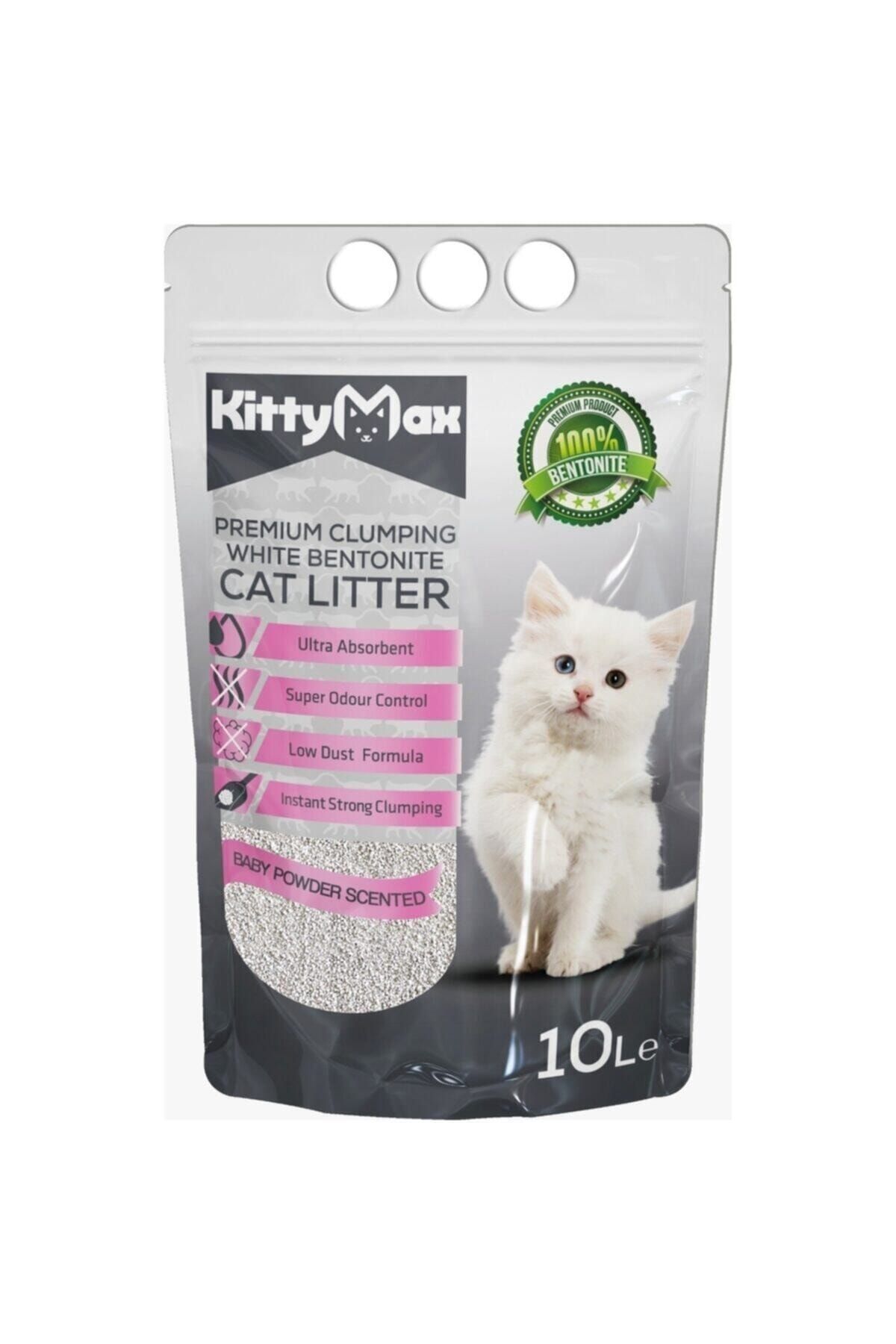 Kittymax Bentonit Bebek Pudrası Kokulu 10 Lt Kedi Kumu (İNCE TANELİ).