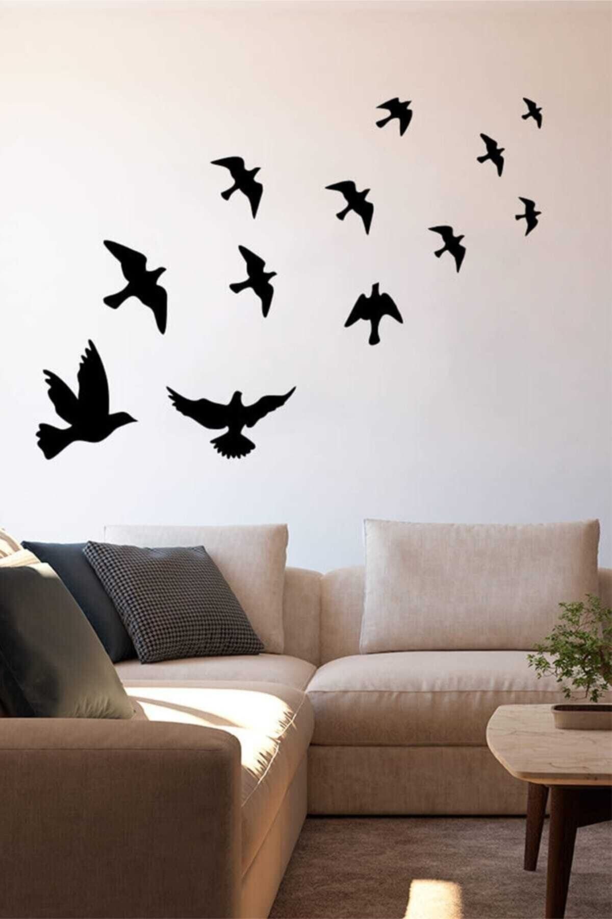 ENGINPRINT Siyah Uçan Kuş Sürüsü Duvar Sticker Yapıştırma