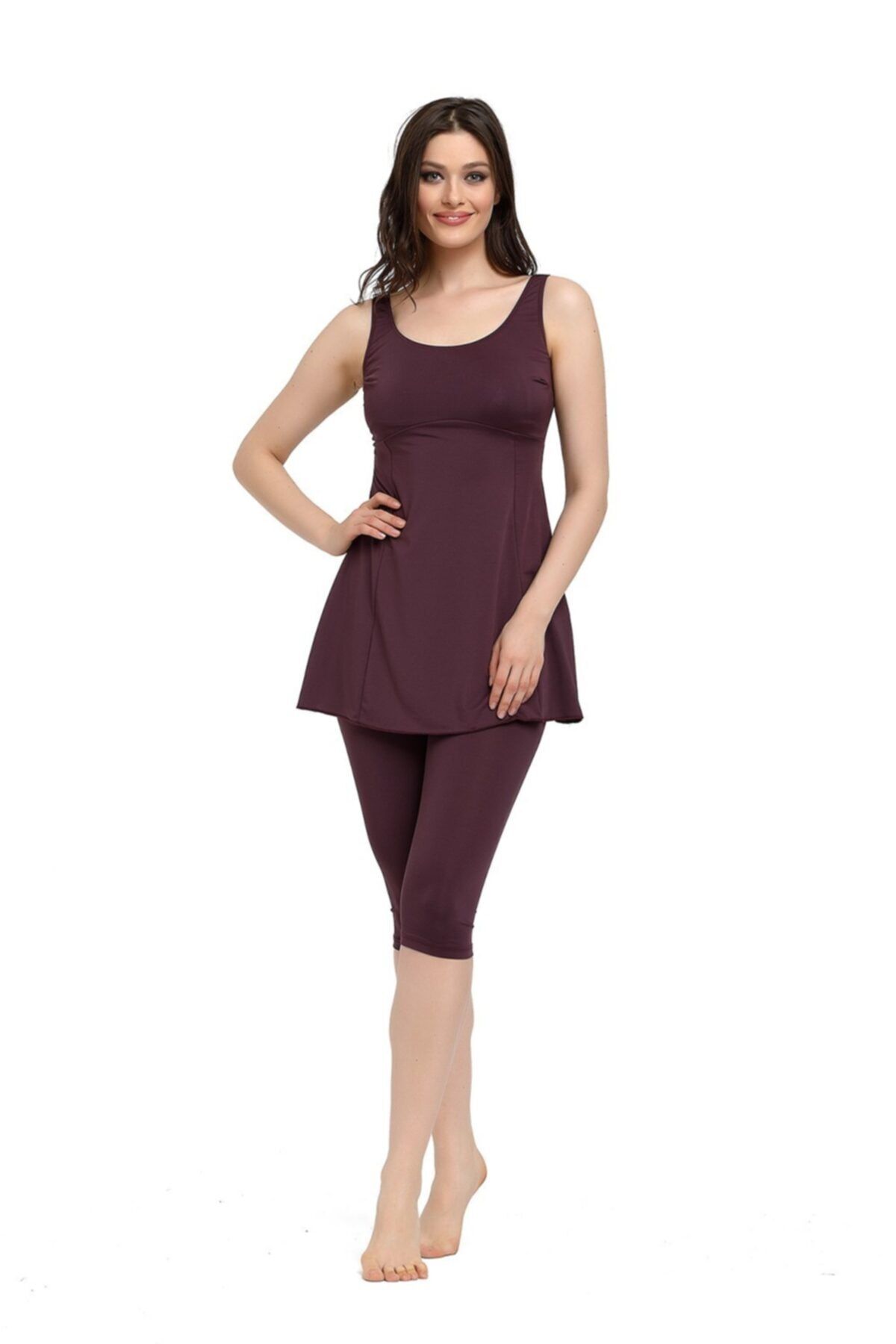 Chelly Kadın Battal Düz Taytlı Elbise Mayo S9007
