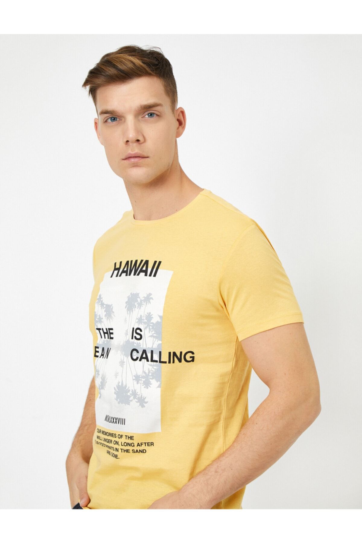 Koton Erkek Sarı T-Shirt 0YAM11465MK