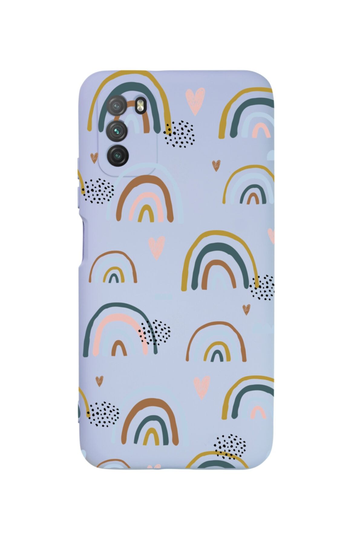 butikcase Xiaomi Poco M3 Pro Gökkuşağı Ful Premium Silikonlu Lansman Lila Telefon Kılıfı