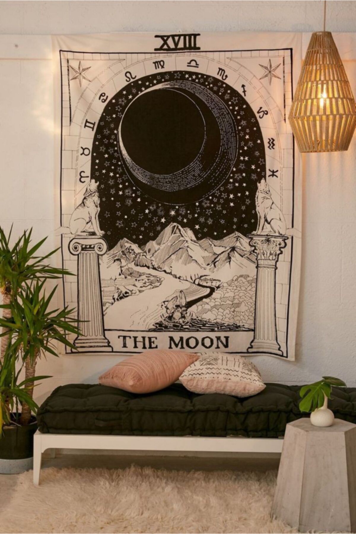 ALAMODECOR The Moon Tarot Kartı Duvar Örtüsü