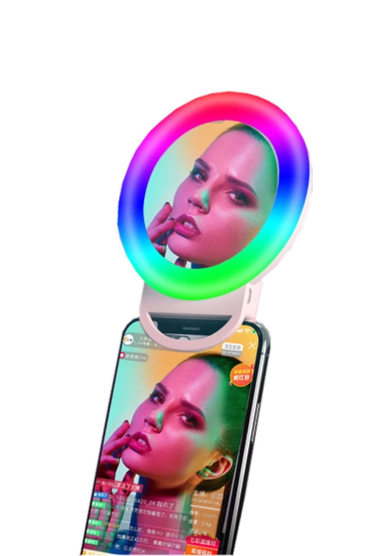 EN SİGA Rgb Ring Light Şarjlı Led Selfie Soft Aynalı Makyaj Selfi Işıgı 7 Farklı Renk - 15 Mod