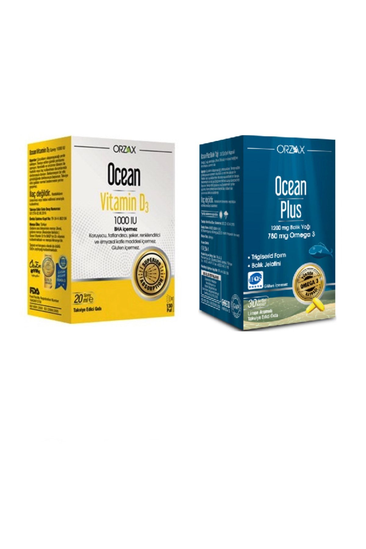 Ocean Omega 3 1200 Mg Balık Yağı 30 Kapsül + Ocean Vitamin D3 1000 Iu Sprey 20 Ml