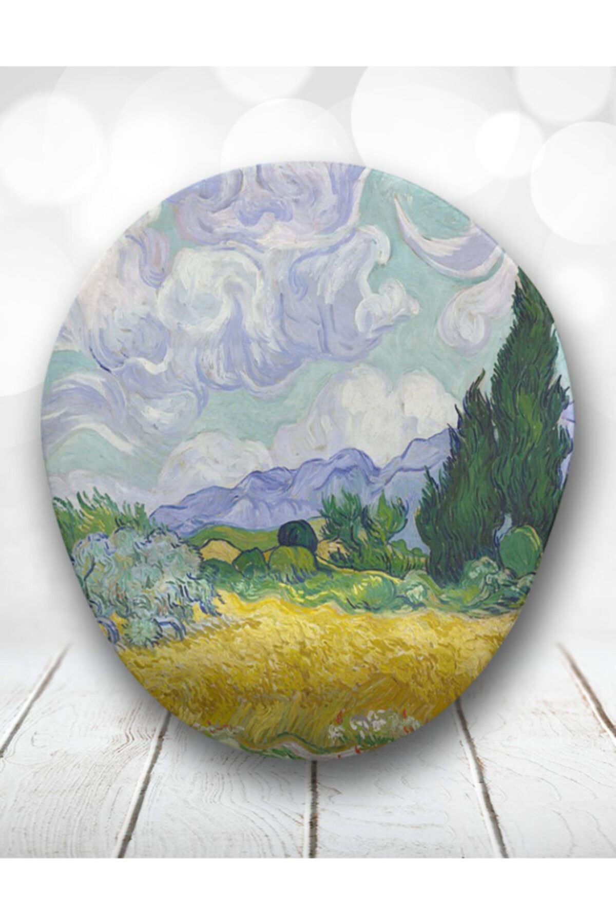 Atölye Çizgi Van Gogh Wheat Field Bilek Destekli Mouse Pad Renkli Oval