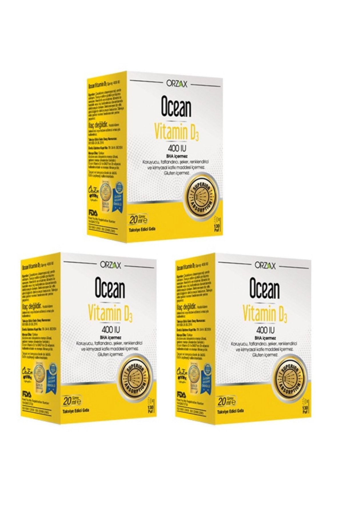 Ocean Vitamin D3 400 Iu Sprey 20ml X3 Adet