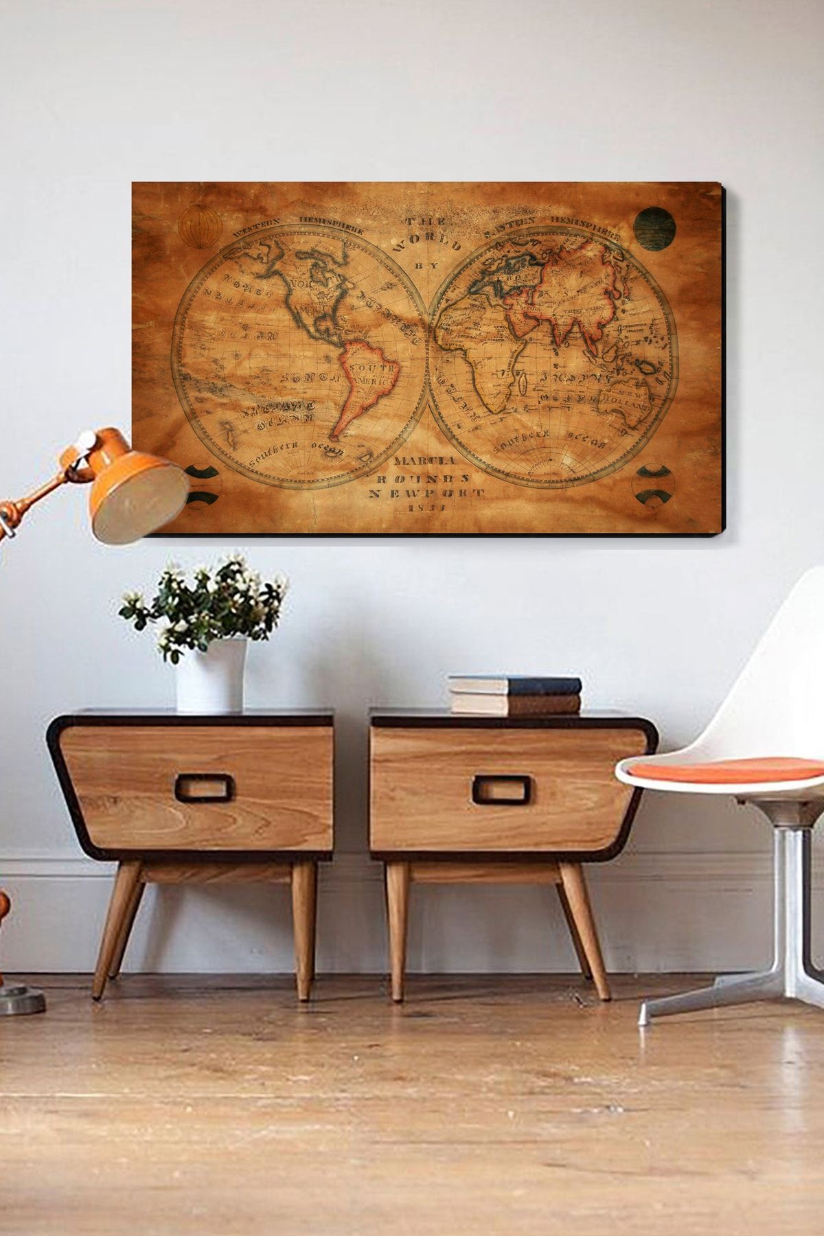 ColorVision 1833 Dünya Haritası Kanvas Tablo 50x70 cm