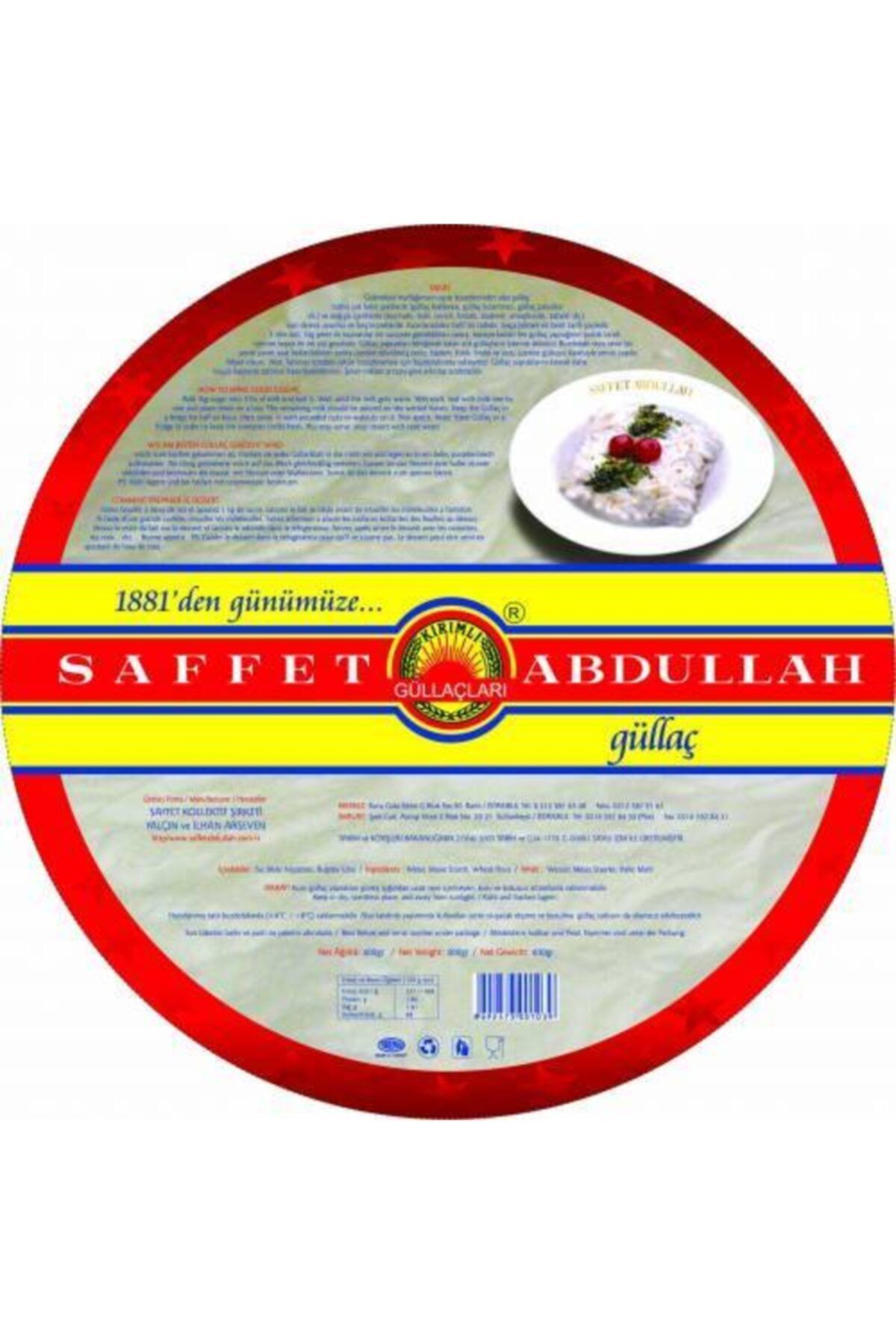 Saffet Abdullah Güllaç Tepsi Ambalaj 400 Gr