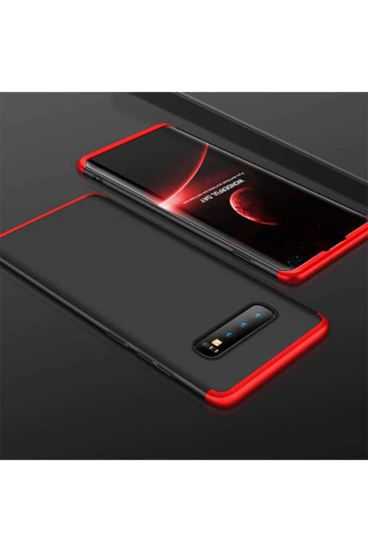 Nezih Case Samsung Galaxy S10 Sert Silikon Kılıf (mat Görünüm Ultra Ince) Siyah/kırmızı