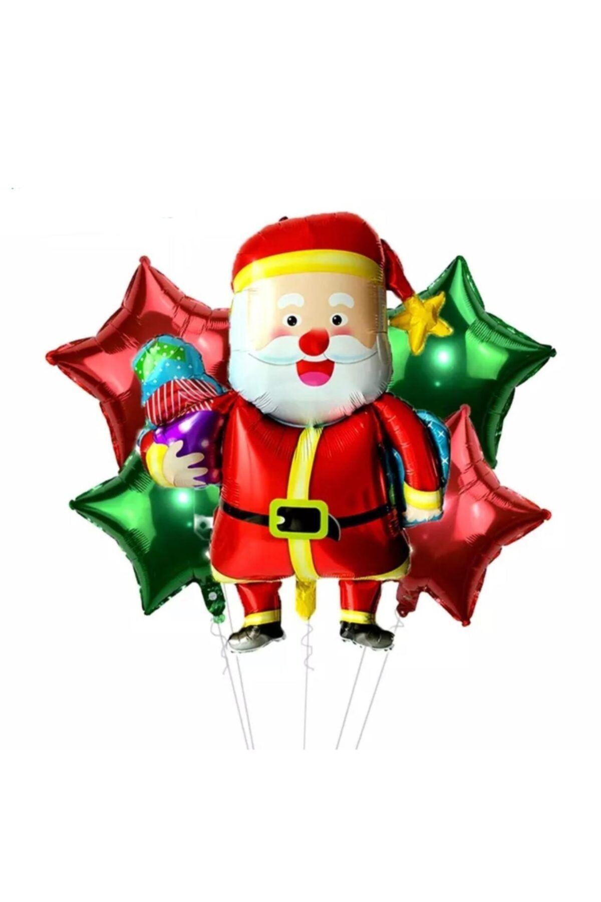 QUEEN AKSESUAR Yılbaşı Özel Noelbaba Yıldız Dev Folyo Balon Seti 5 Parça
