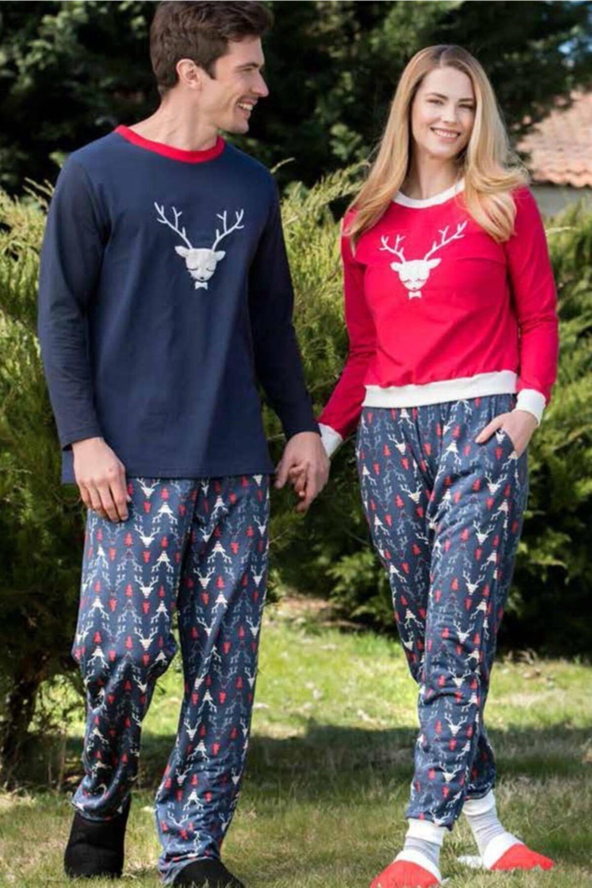 Yeni İnci Kadın Kırmızı Eşli Kombini Pijama Takım