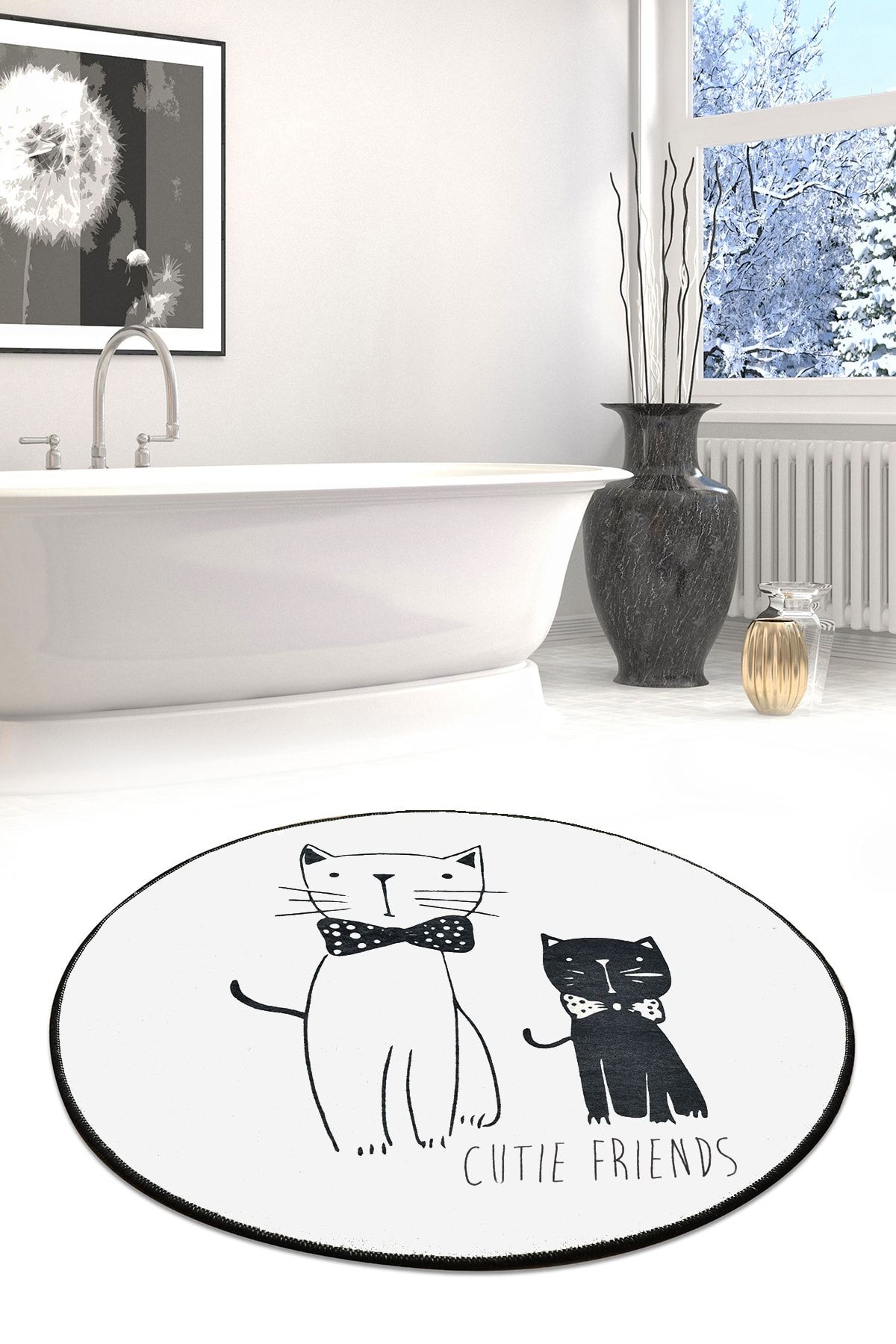 Chilai Home LITTLE CATS DJT ÇAP 100 cm Banyo Halısı