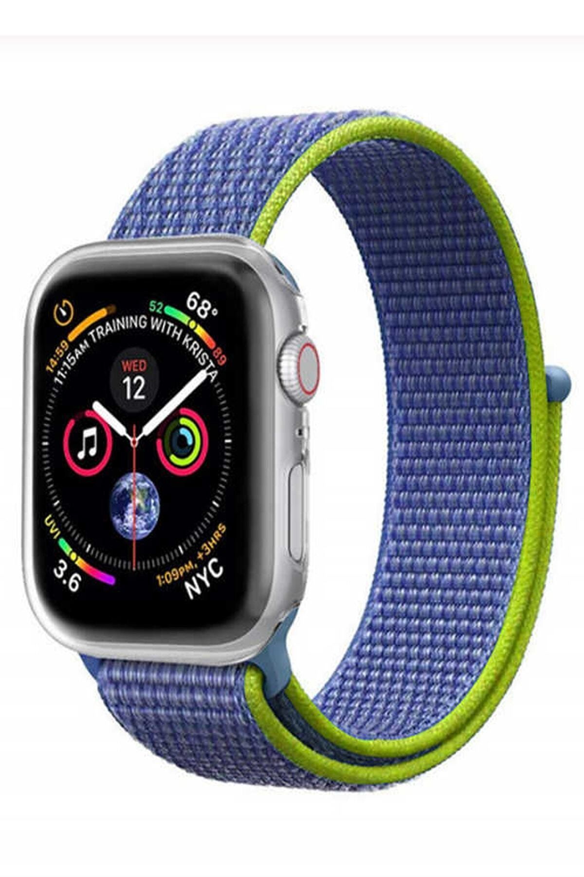 Elfia Apple Watch 5. Nesil 44mm Renkli Tarz Örgü Saat Kordonu