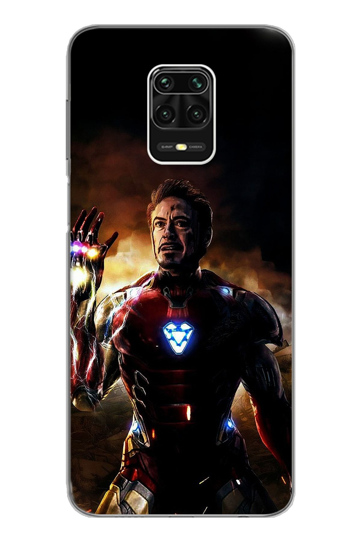 Spoyi Iron Man Tasarım Süper Şeffaf Silikon Telefon Kılıfı Xiomai Redmi Note 9 Pro - Note 9s