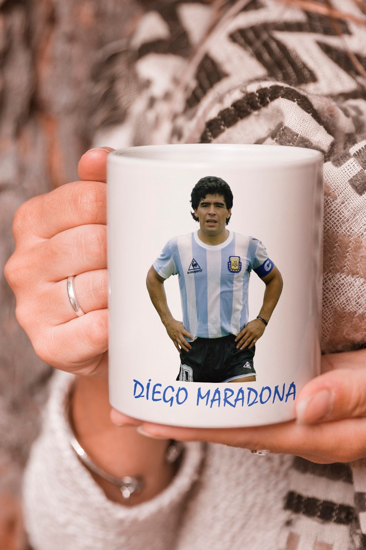 Stüdyo SM Vektörel Çizim Diego Maradona Resimli Logo Baskılı Kupa Bardak