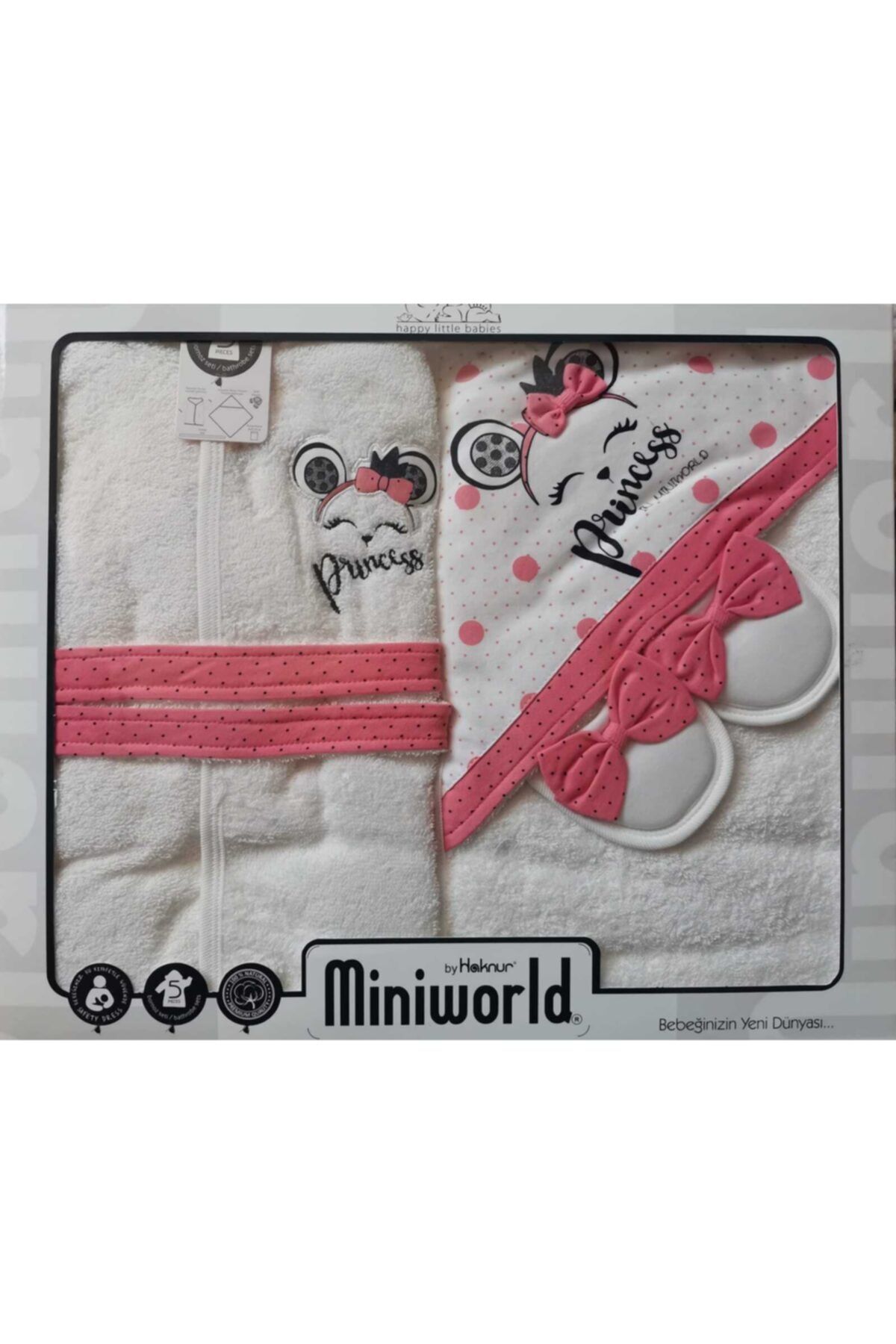 Miniworld Kız Bebek Havlu Bornoz Seti