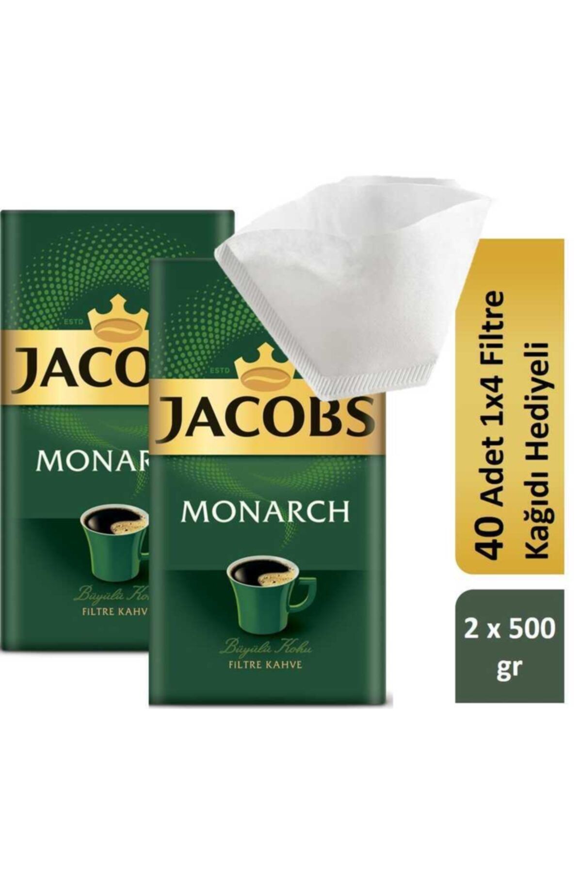 Jacobs Monarch Filtre Kahve 2 X 500 Gr Filtre Kağıdı Hediyeli