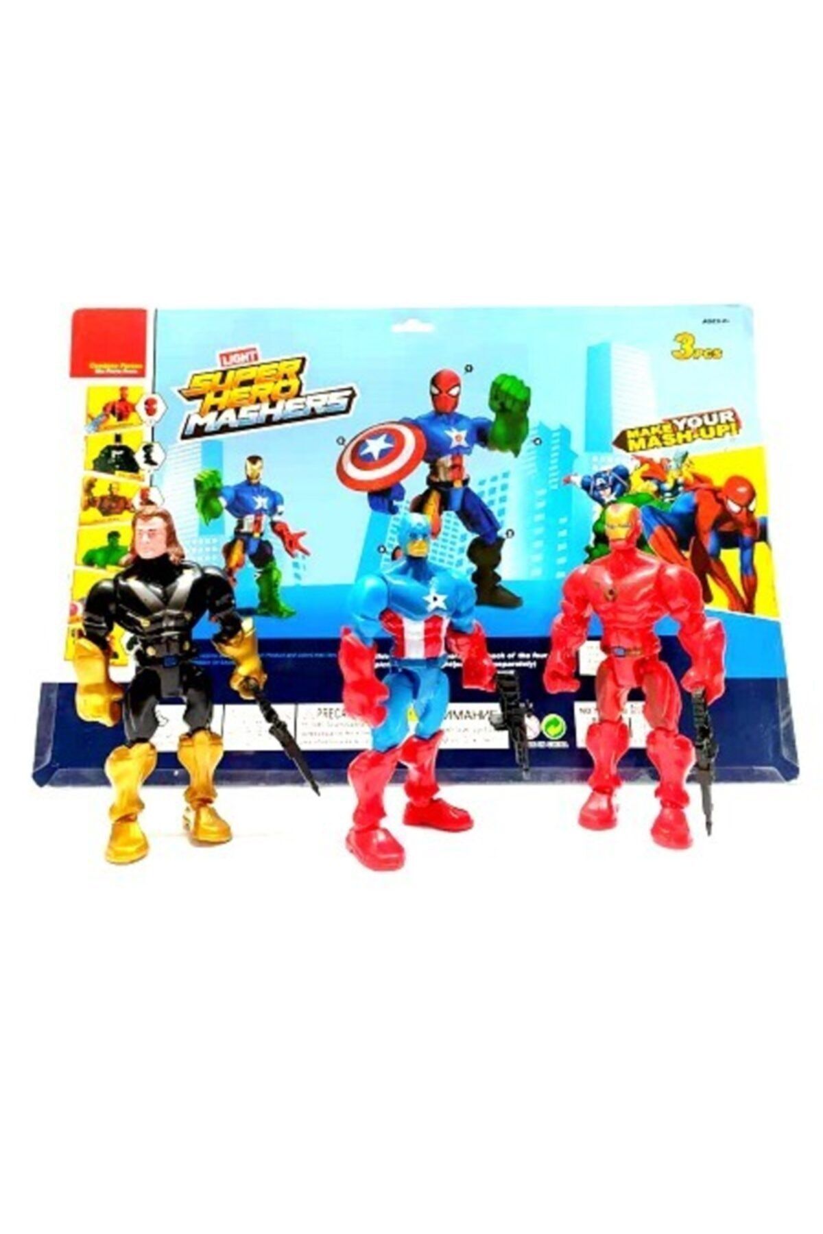 Genel Markalar Kaptan Amerika Thor Demir Adam Üçlü Sesli Super Hero Mashers
