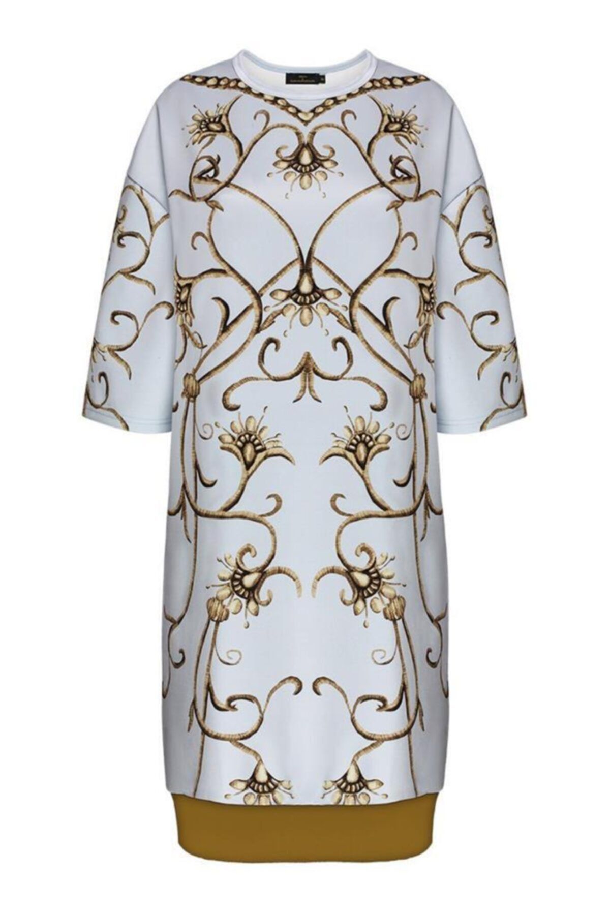 Faberlic Kadın Gri Yarım Kollu Monogram Elbise